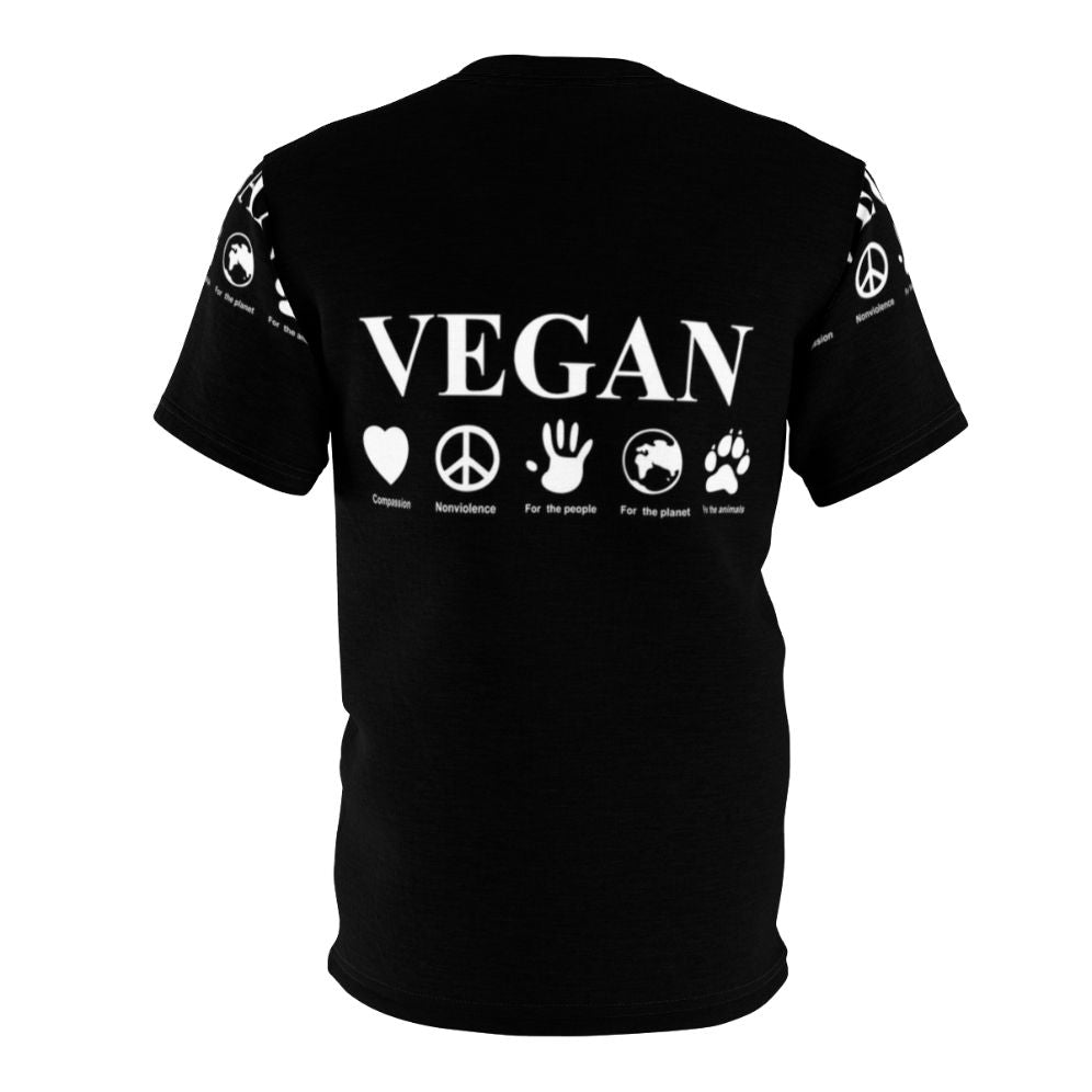 Compassionate vegan t-shirt with a message of kindness towards animals and the planet - Back