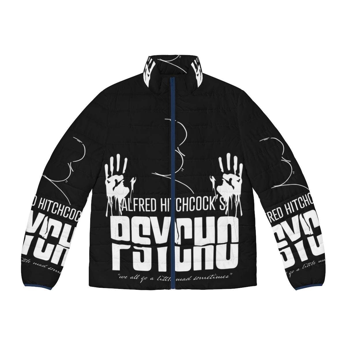 Alfred Hitchcock's Psycho Inspired Black and White Puffer Jacket