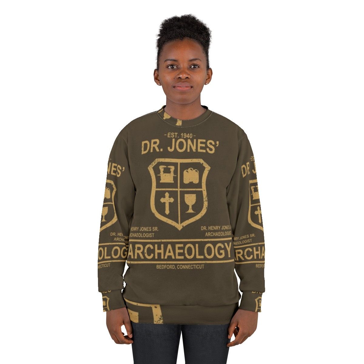 Archaeology-themed sweatshirt with Indiana Jones design - women