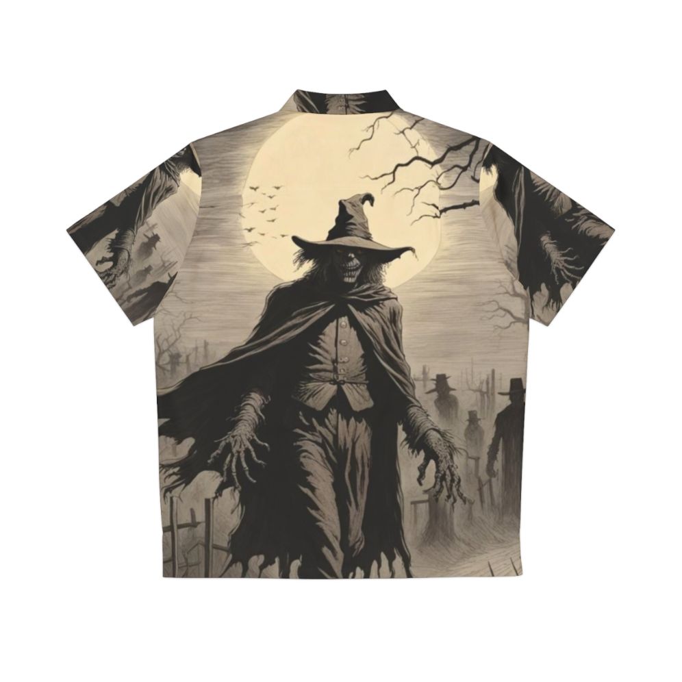 Spooky scarecrow Hawaiian shirt with horror and cryptid design - Back