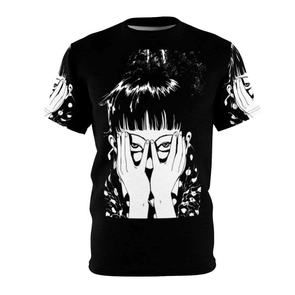 Suehiro Maruo-inspired anime graphic t-shirt with horror and sci-fi elements