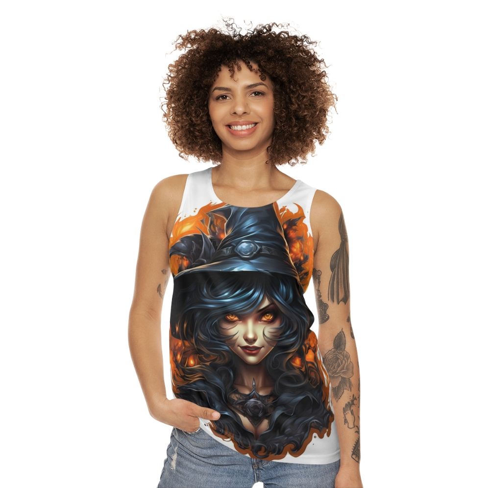 Creepy witch Halloween unisex tank top - women