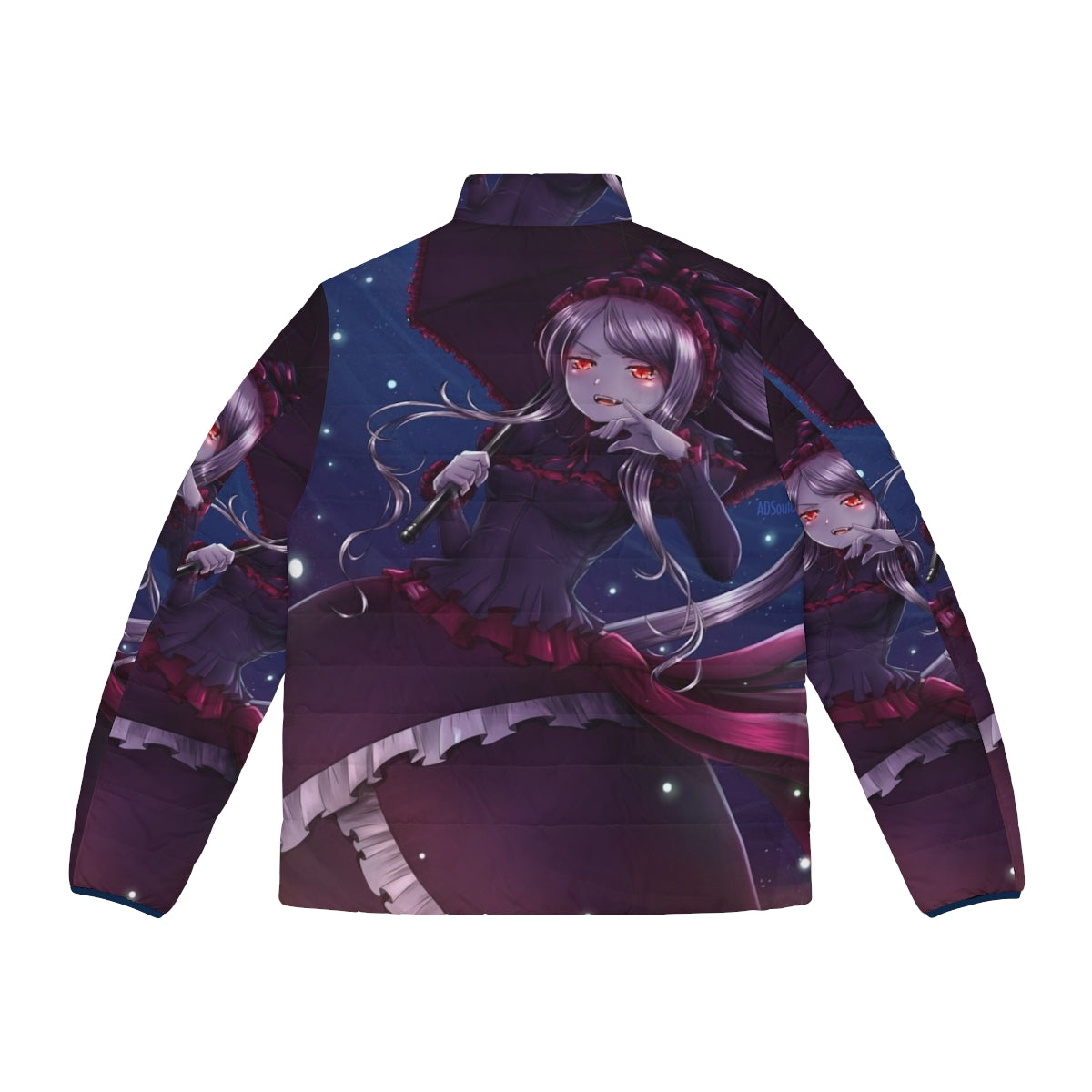 Shalltear anime character wearing a cozy puffer jacket - Back