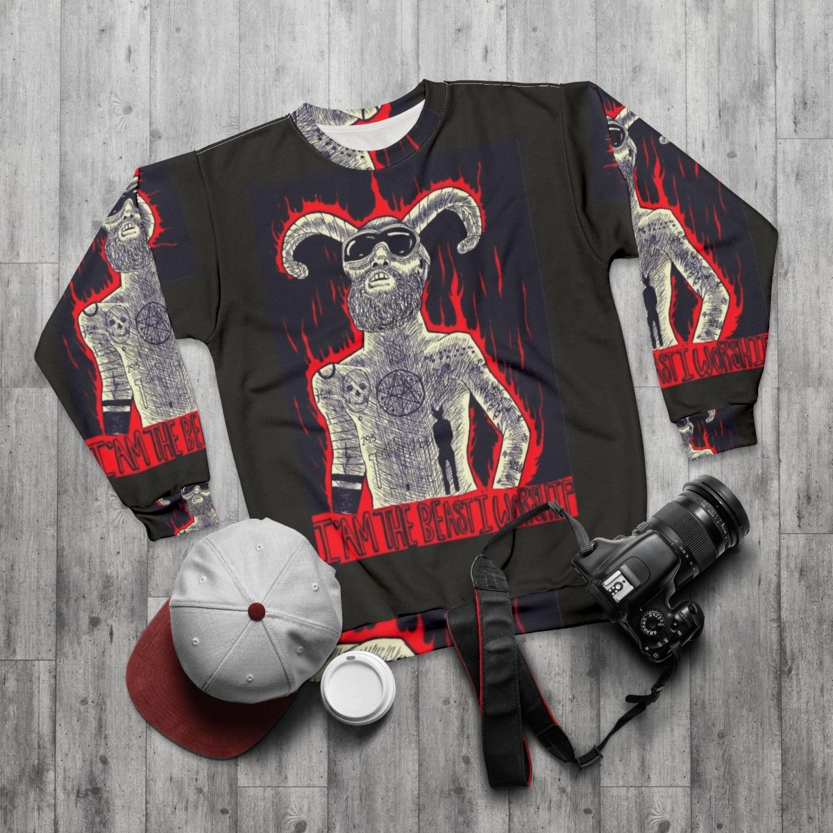 Dark and Daring "I Am The Beast I Worship" Sweatshirt - flat lay