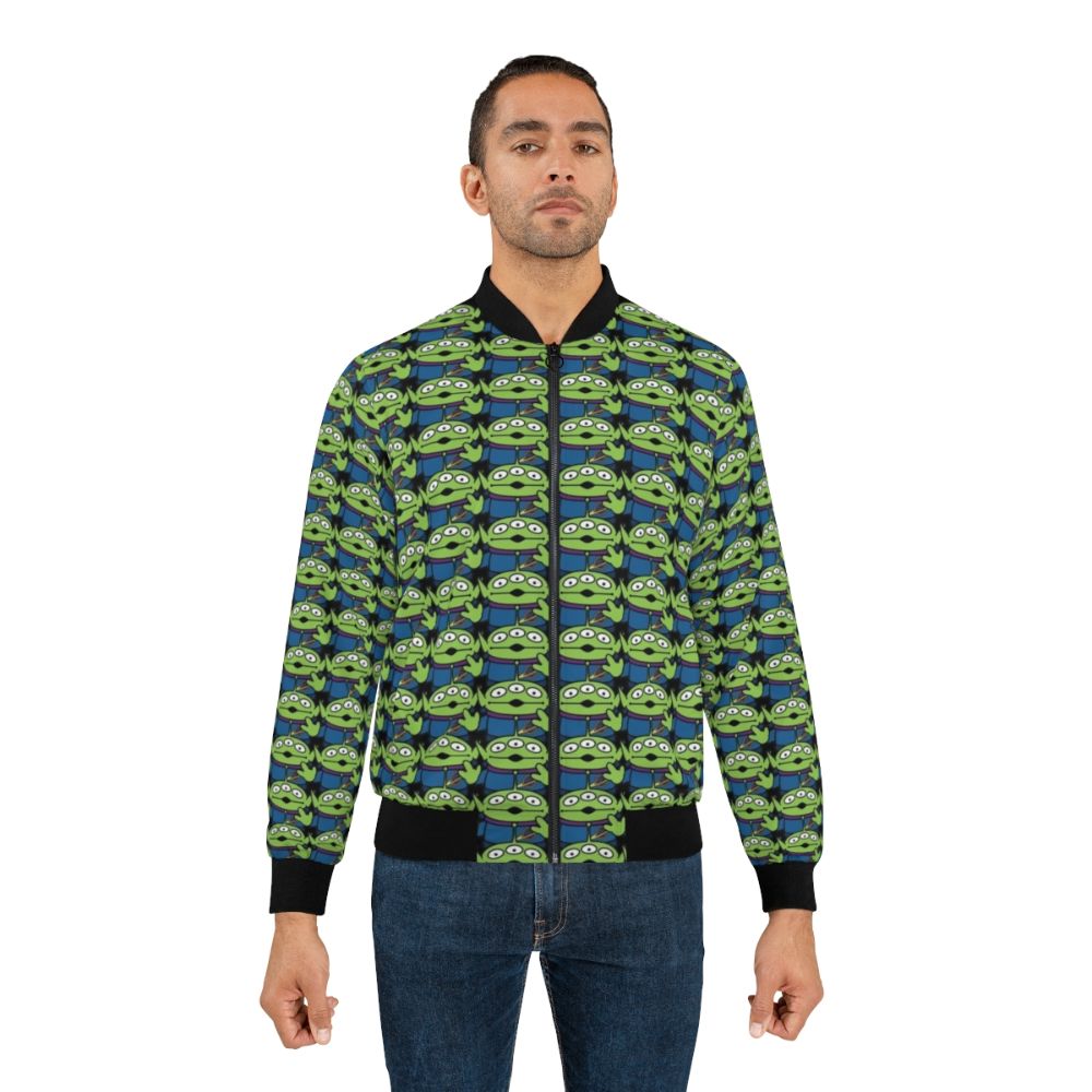 Alien Toy Story Bomber Jacket featuring iconic characters and elements from the Pixar film franchise. - Lifestyle