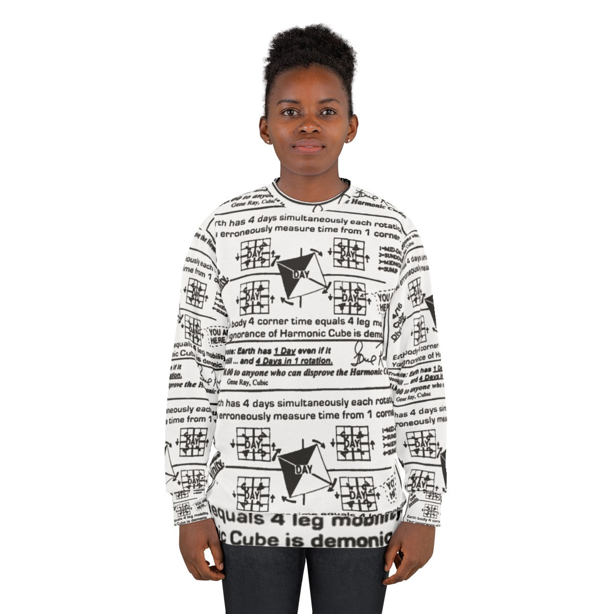 Time Cube Sweatshirt featuring a quirky, geeky design - women