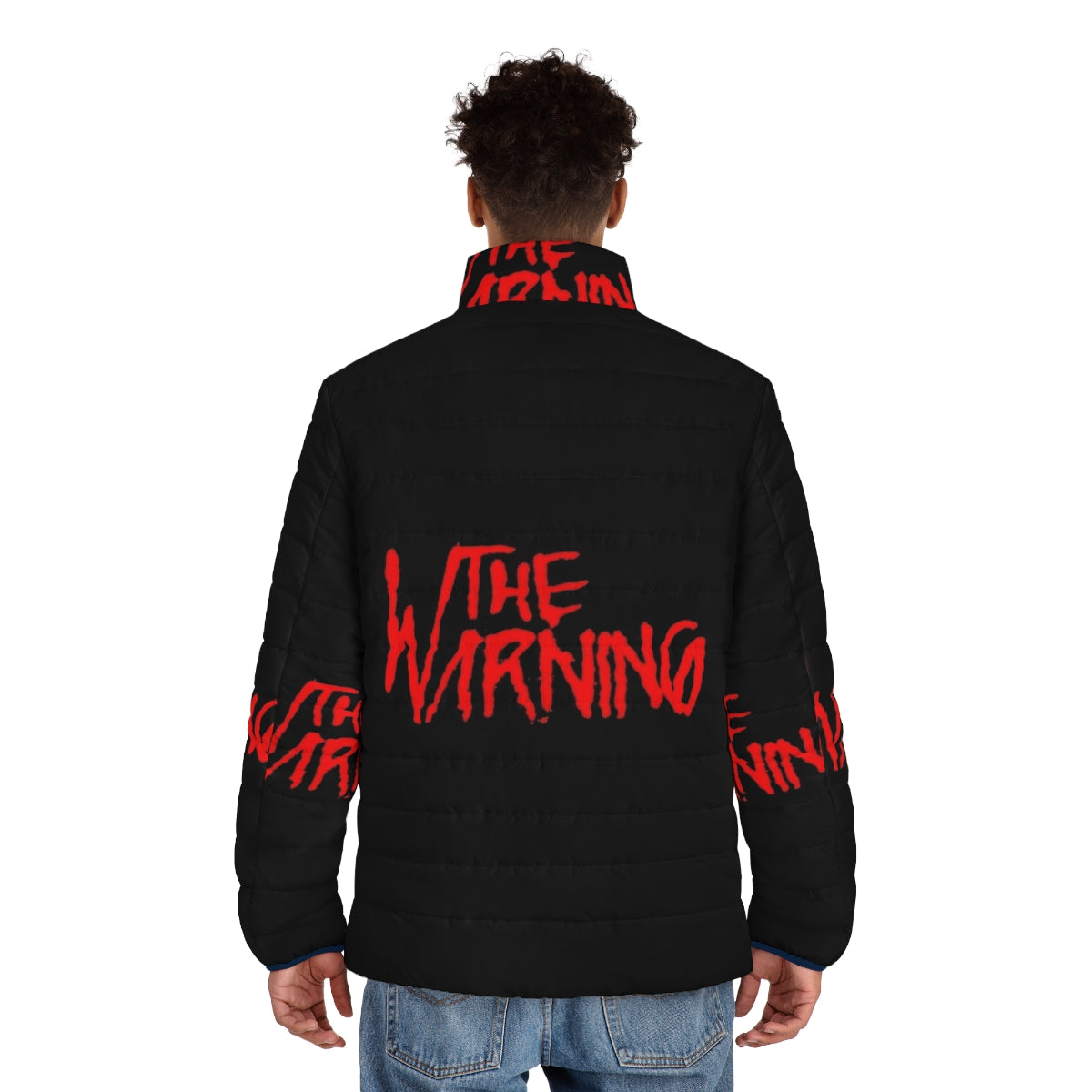 The Warning Mexican Rock Band Puffer Jacket with band logo - men back