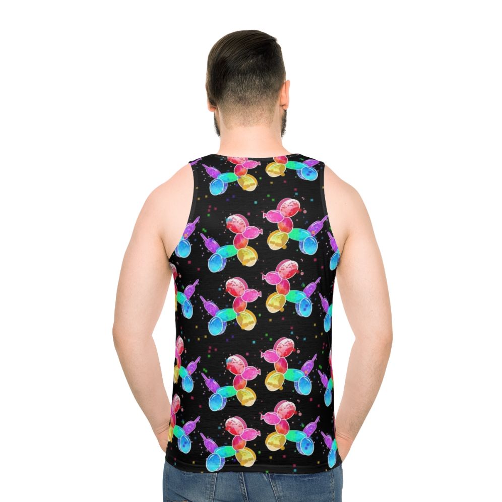 Watercolor balloon dogs unisex tank top - men back