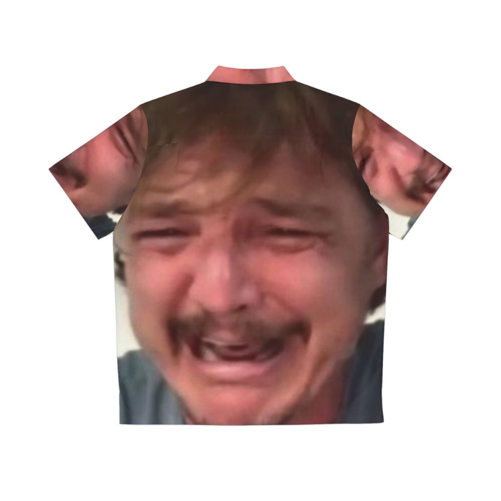 Pedro Pascal Crying Meme Hawaiian Shirt - Back