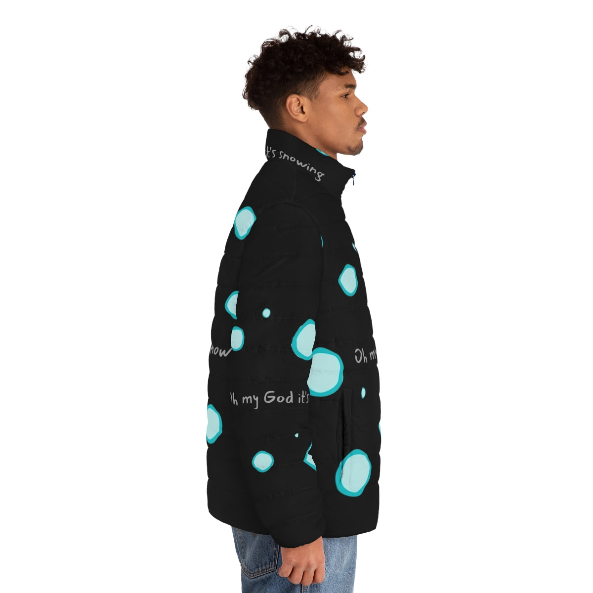 Heartstopper-inspired puffer jacket with leaves design - men side right