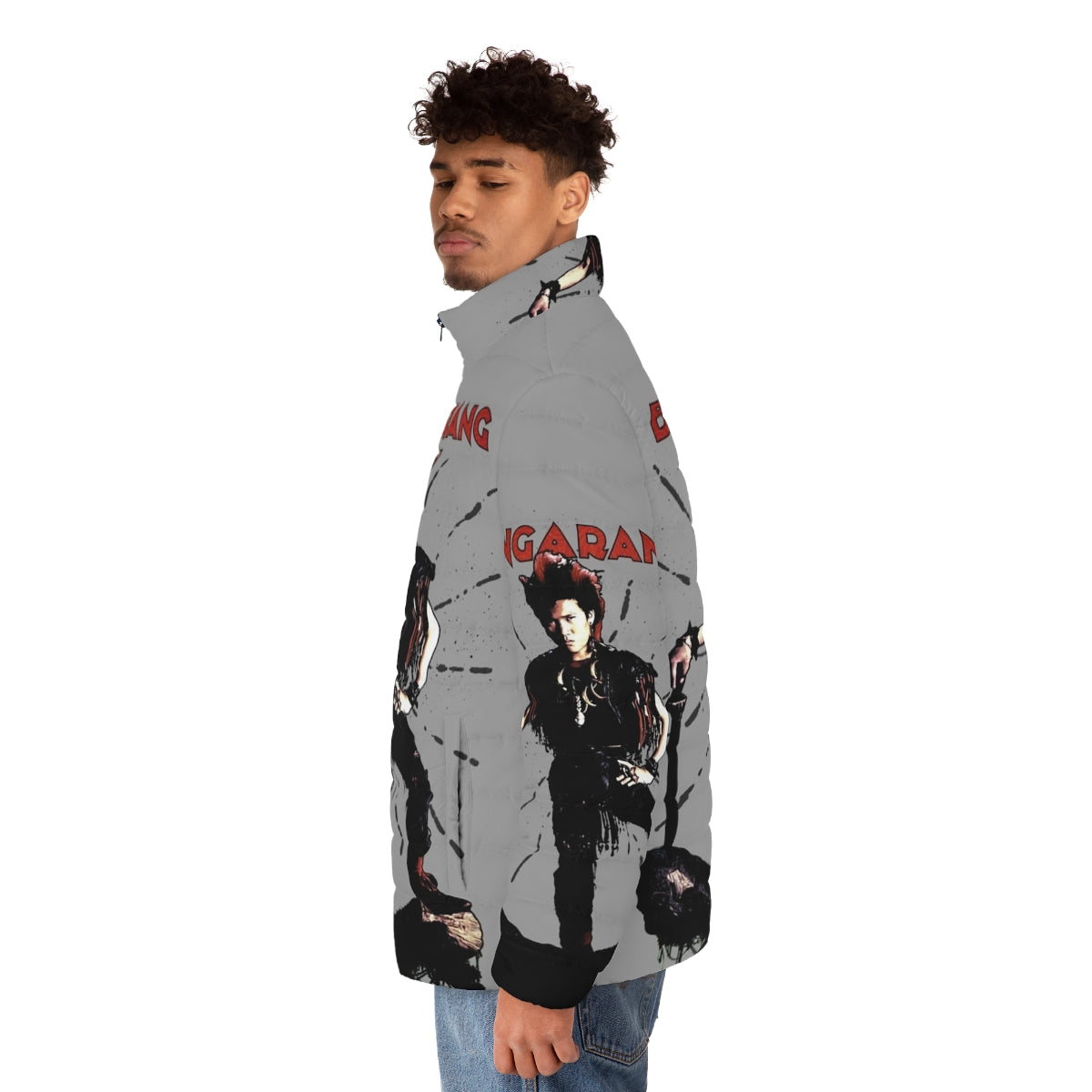 Bangarang Puffer Jacket featuring the iconic Rufio character from the classic 90s movie Hook - men side left