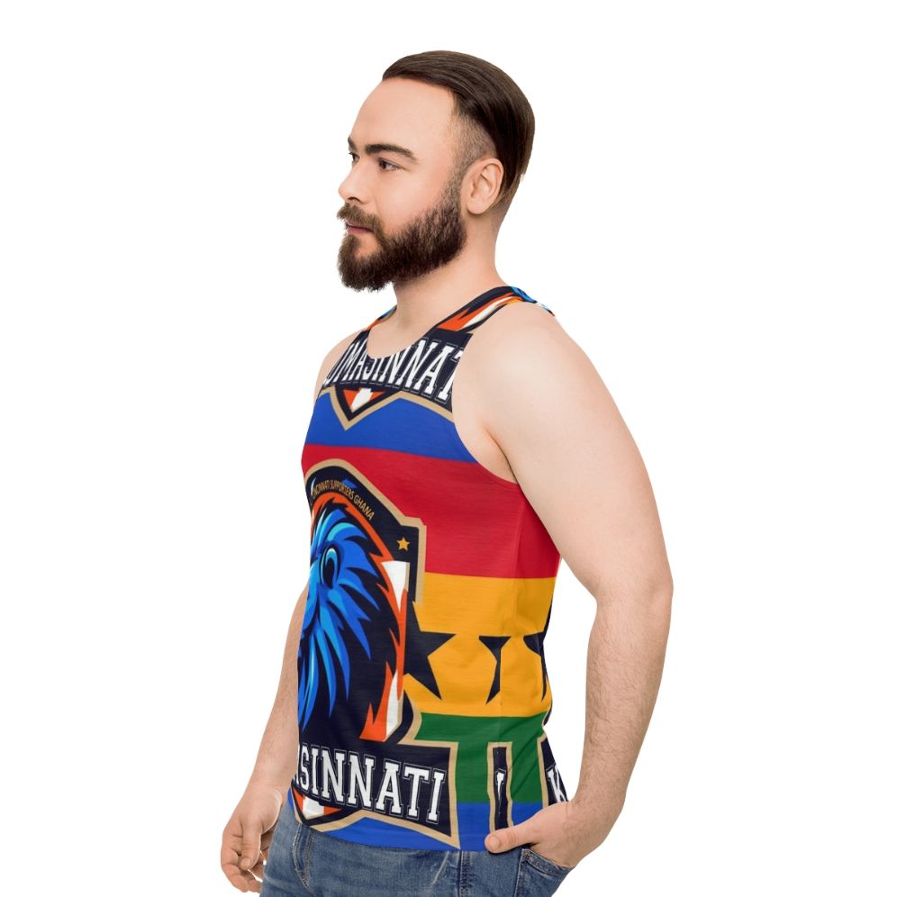 Unisex sports tank top with Ghana football and FC Cincinnati design - men side