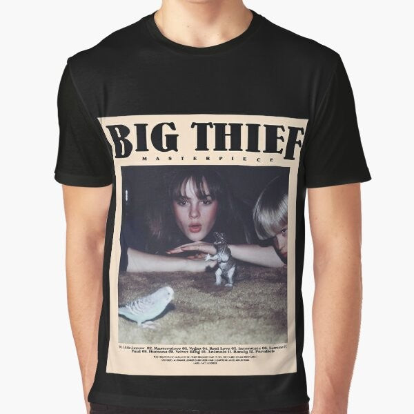 Big Thief indie music, folk music, and alternative music band graphic t-shirt design featuring the band's name and logo.