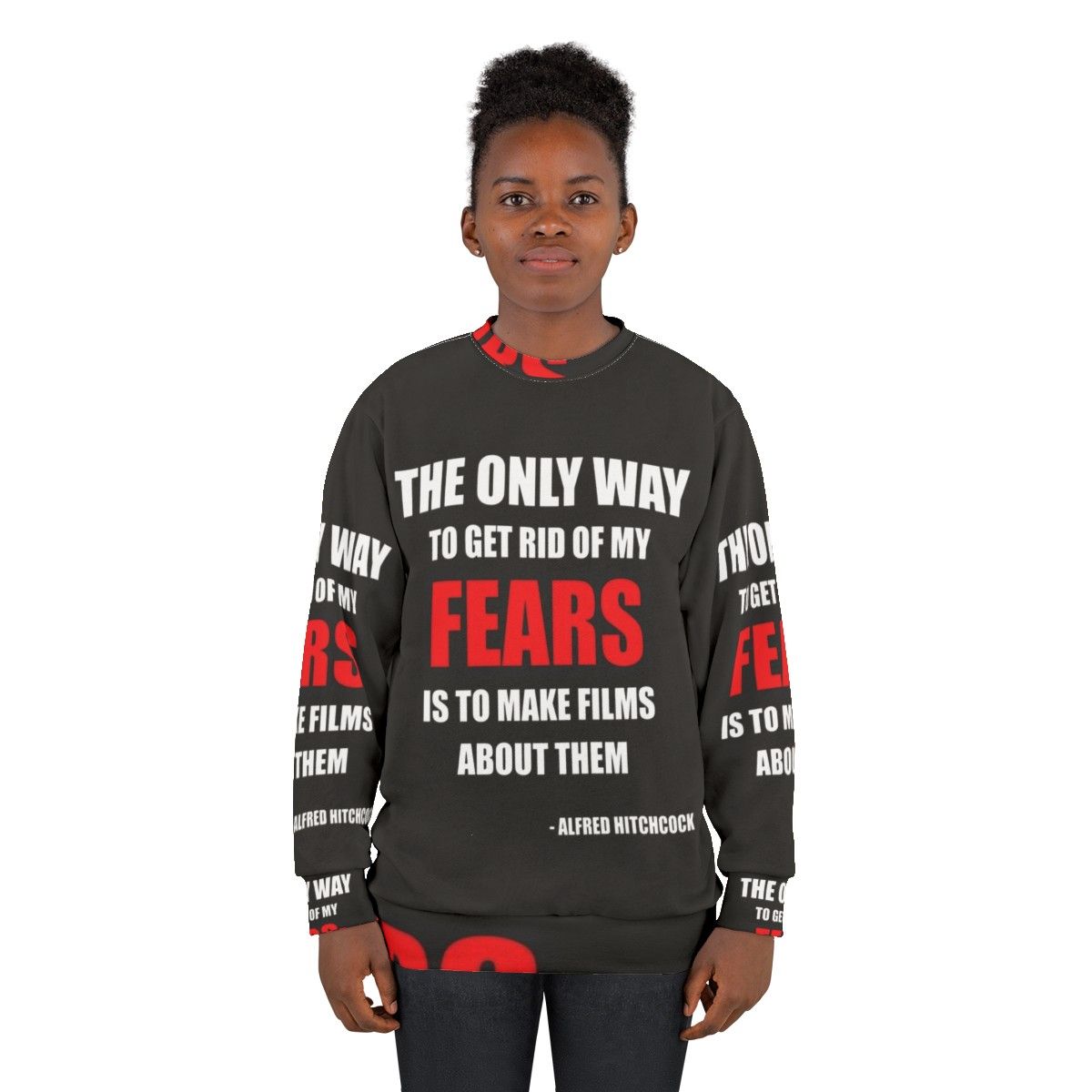 Alfred Hitchcock Quote Sweatshirt featuring iconic film director's quote - women