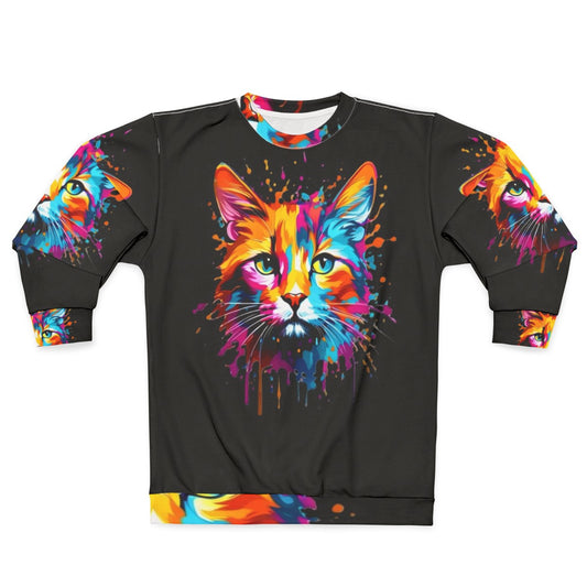 Colorful Cat Splash Design Unisex Sweatshirt