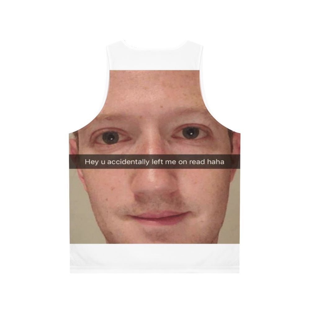 Mark Zuckerberg Snapchat Meme Unisex Tank Top - Back