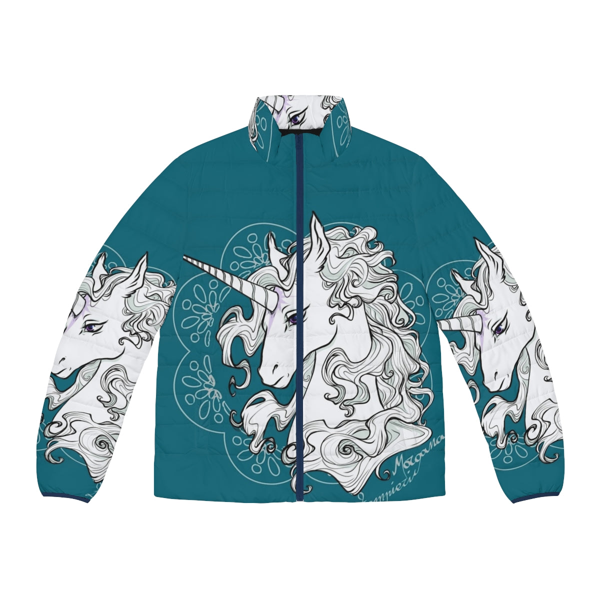 The Last Unicorn Lady Amalthea Puffer Jacket featuring the iconic fantasy movie character