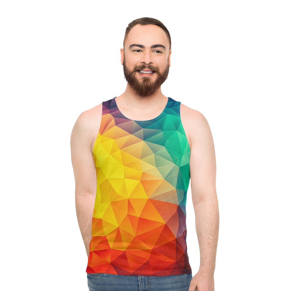 Colorful abstract geometric unisex tank top - men