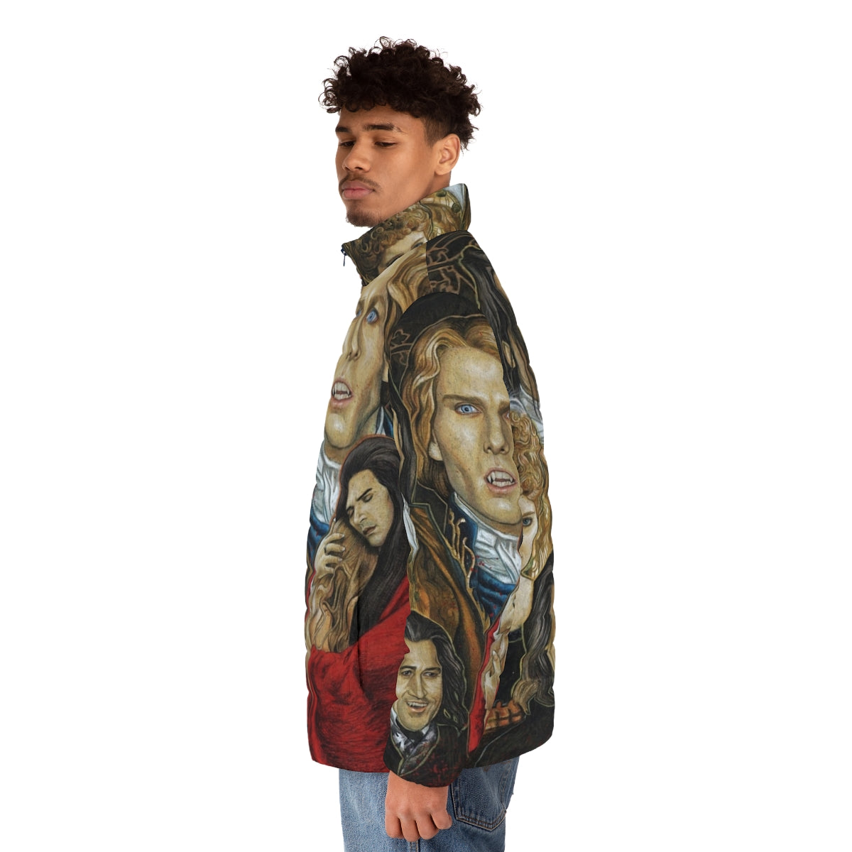 Interview With The Vampire tribute puffer jacket featuring vampire motifs - men side left