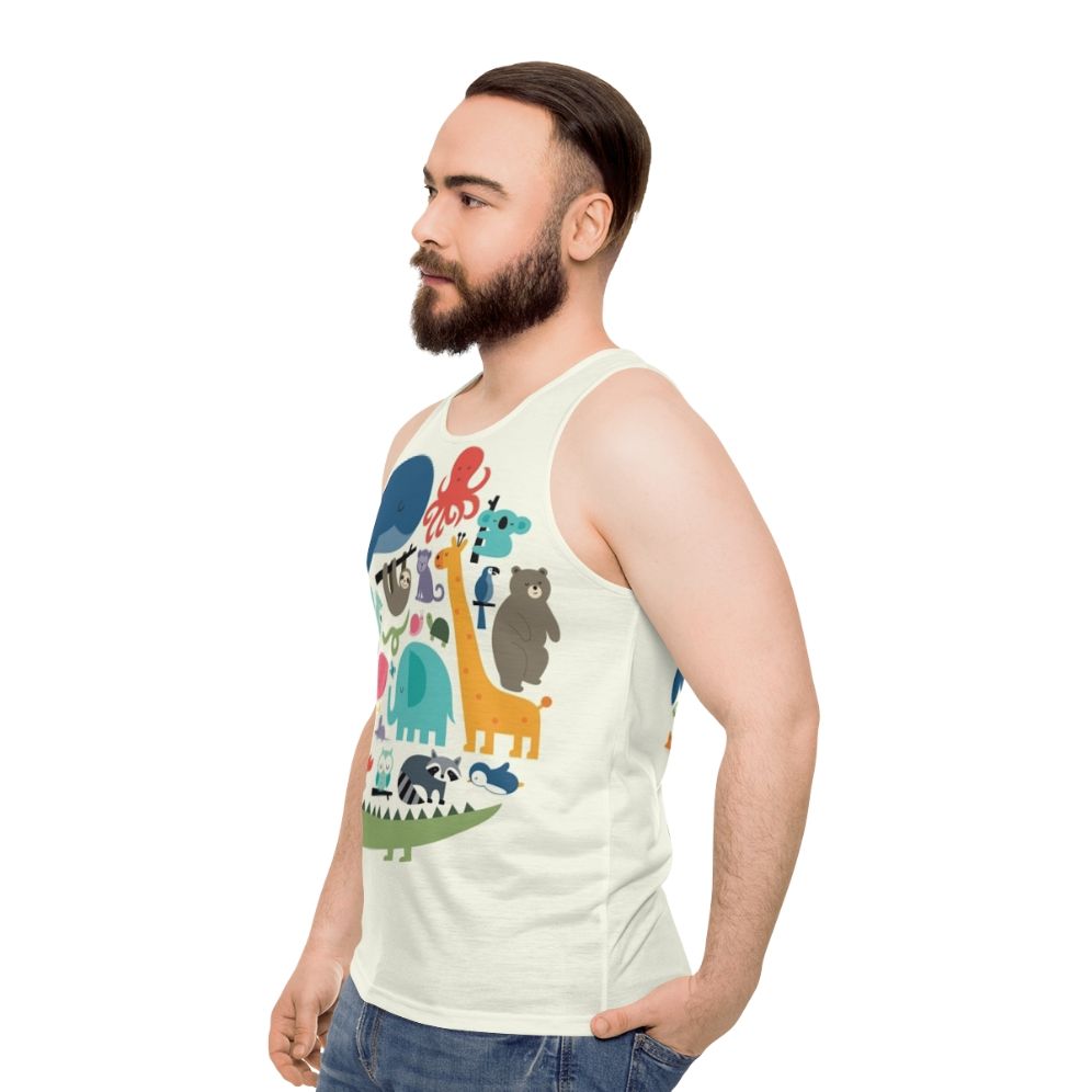 Unisex tank top with vibrant animal print design - men side