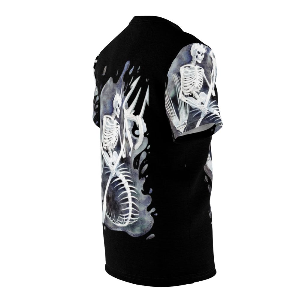 Mermaid skeleton graphic printed on a high-quality t-shirt - men right