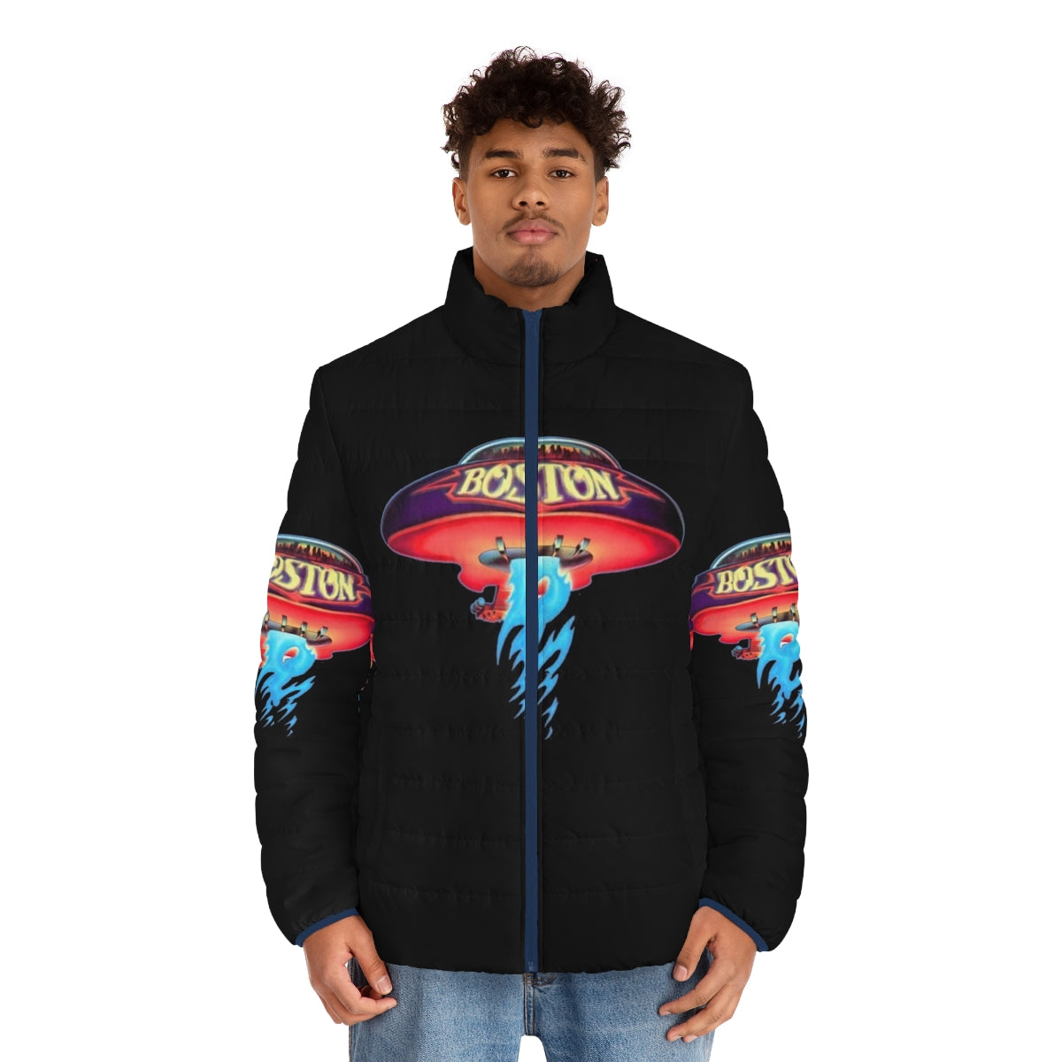 Boston Premium Puffer Jacket with Electric Light Orchestra Inspired Design - men front