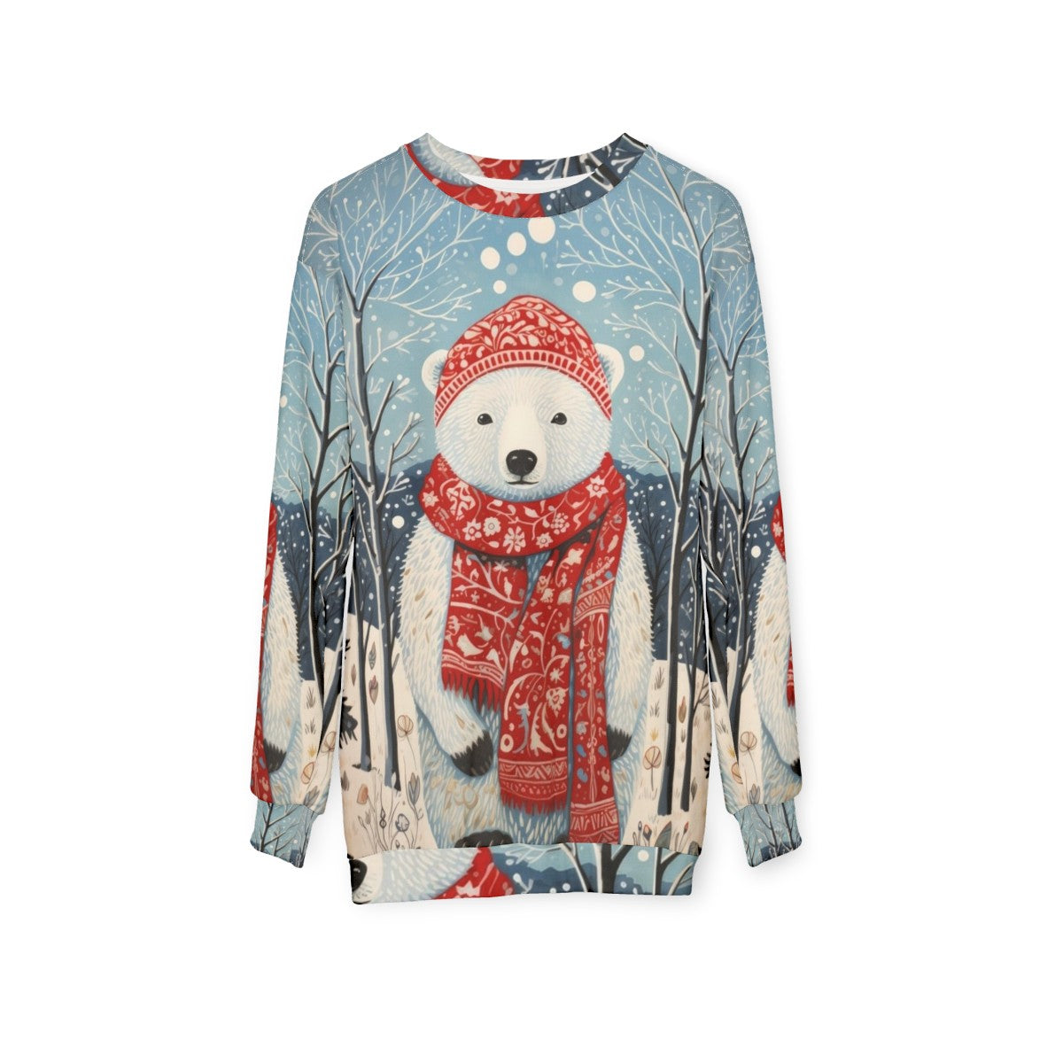 Vintage Christmas White Bear Winter Artwork Sweatshirt - hanging