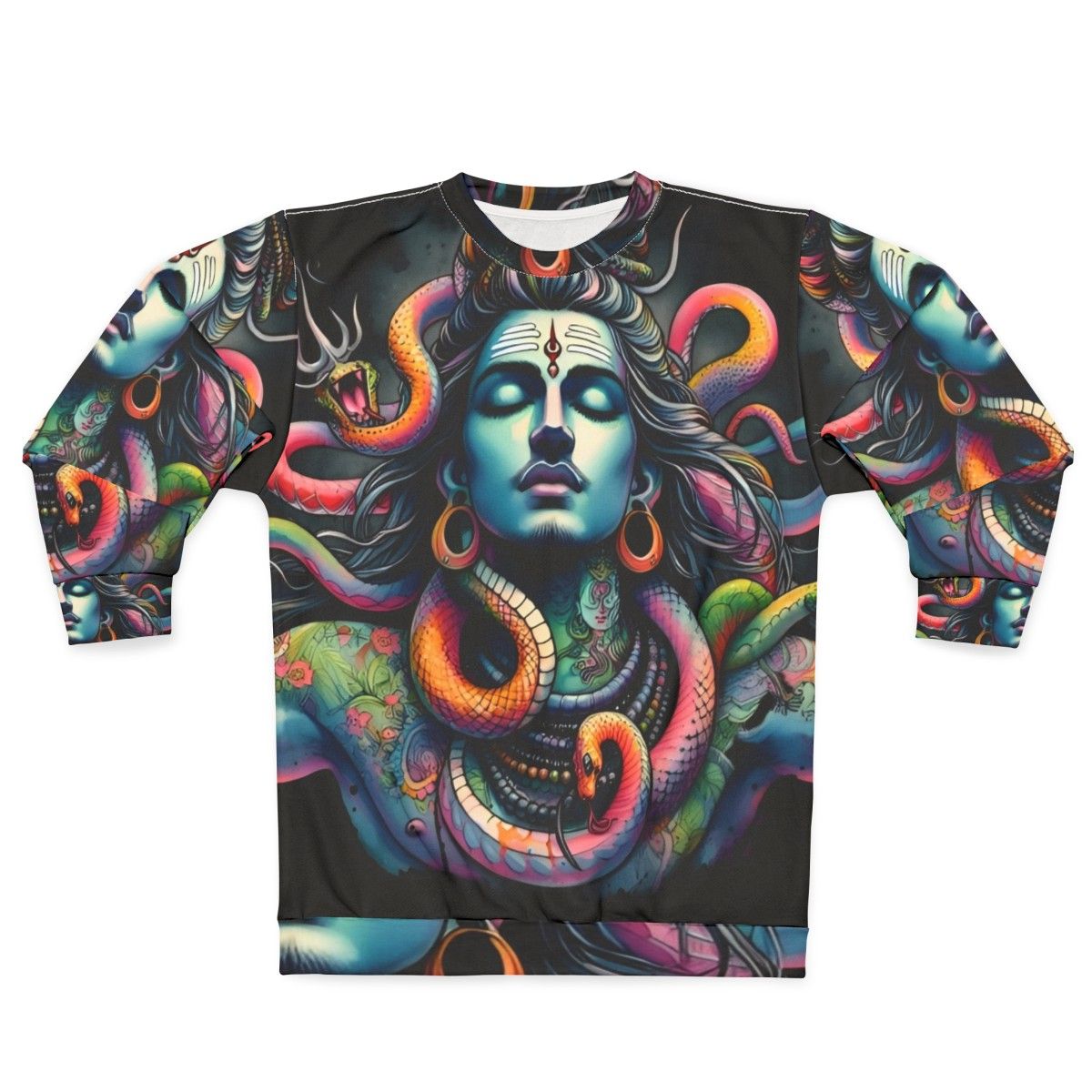 Lord Shiva with Snakes Sweatshirt - Hindu Deity Art