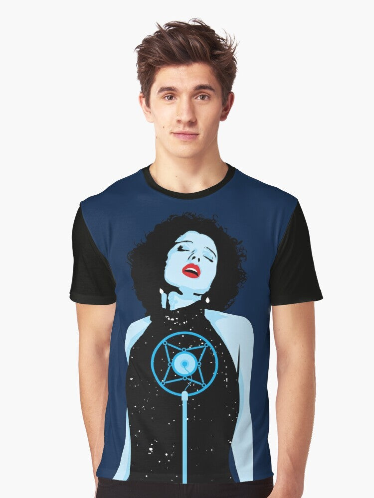 Vintage-style graphic t-shirt featuring Isabella Rossellini from the movie Blue Velvet - Men