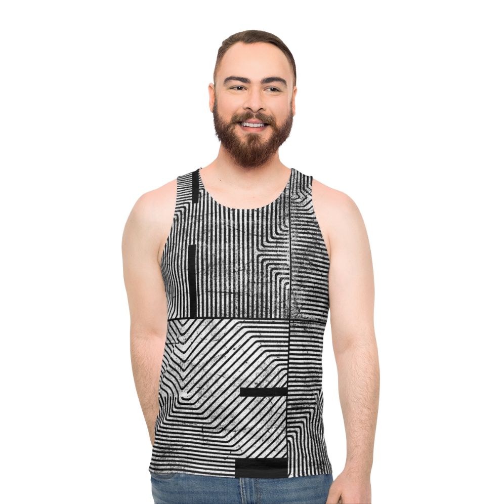 Unisex tank top with abstract geometric design - men