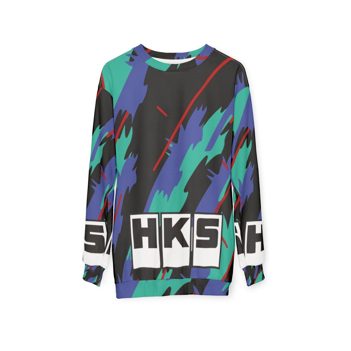 HKS Retro Pattern Sweatshirt - JDM Clothing & Drift Apparel - hanging