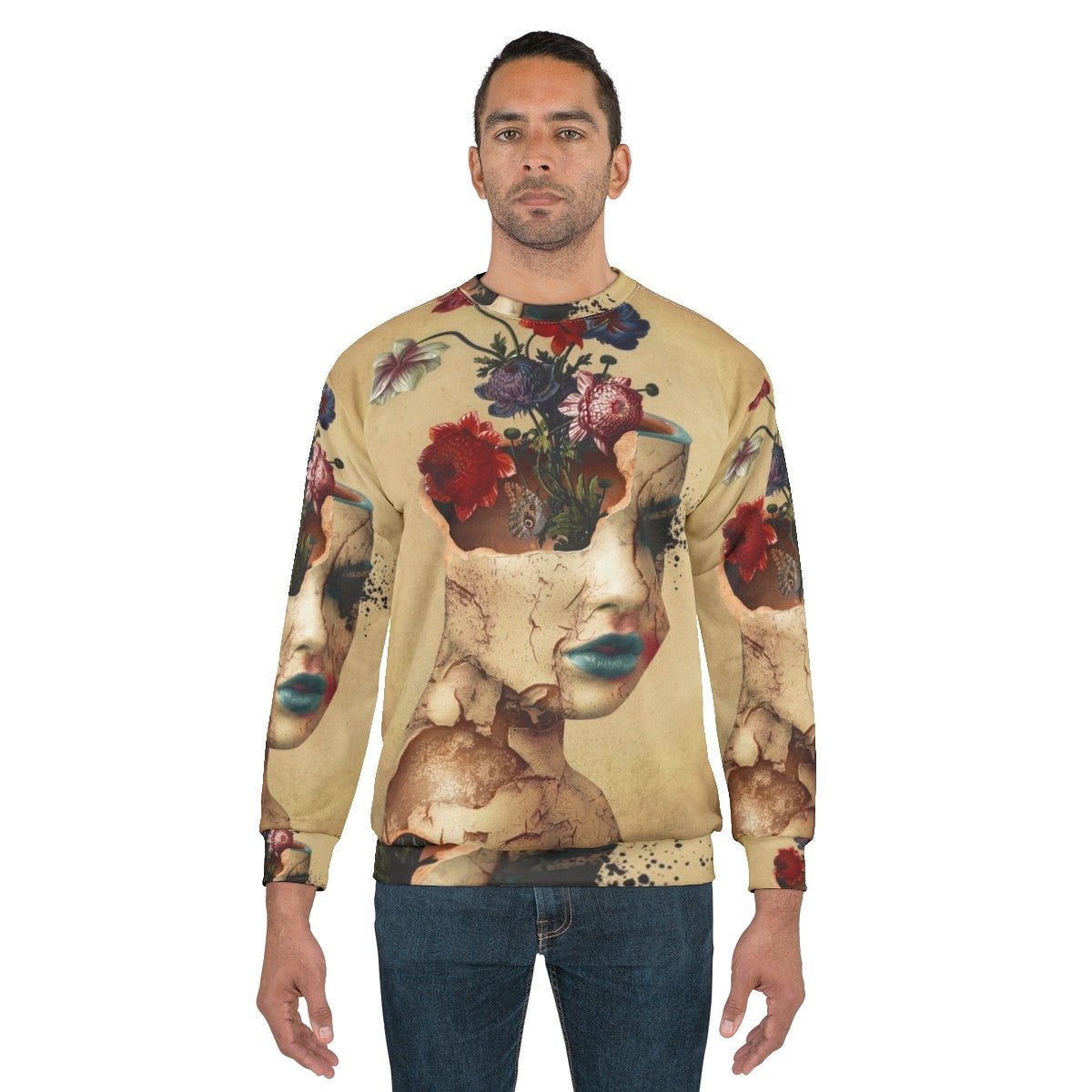 Broken Beauty Women's Floral & Grunge Digital Art Sweatshirt - men