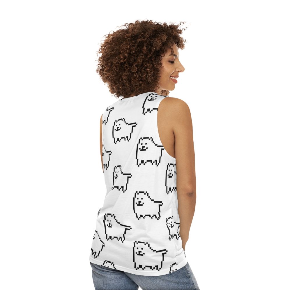 Undertale Unisex Tank Top with Annoying Dog Design - women back