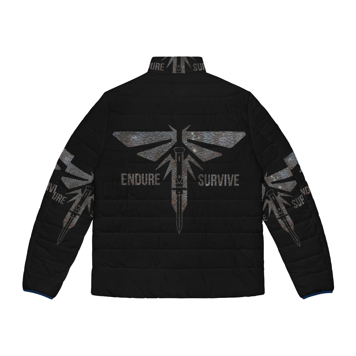 The Last of Us Endure Survive Puffer Jacket featuring Joel and Ellie from the popular video game - Back