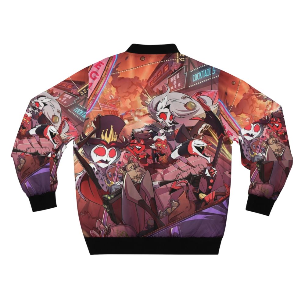 Helluva Boss retro-style bomber jacket featuring characters from the Hazbin Hotel universe created by Vivziepop - Back