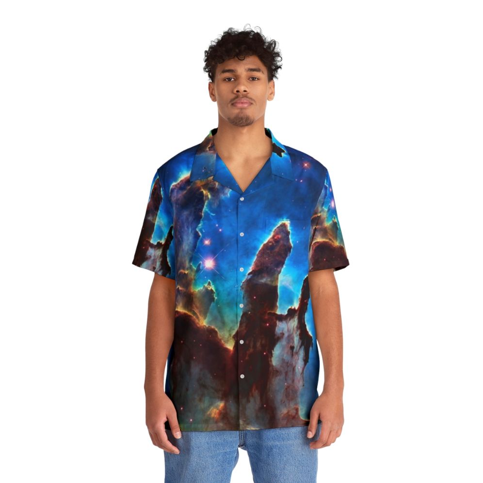 Pillars of Creation Hawaiian Shirt featuring stunning space imagery from the Hubble Telescope - People Front