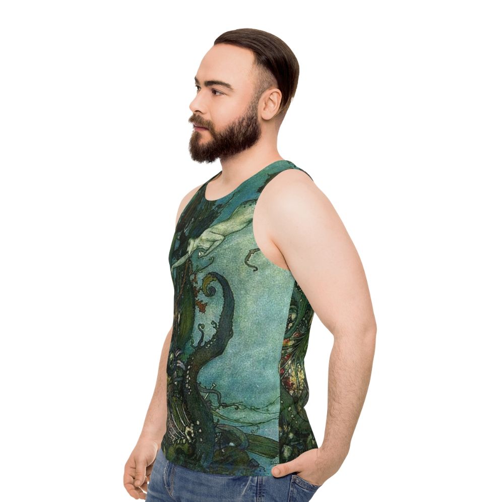 Mermaid Tank Top Inspired by Edmund Dulac's Vintage Illustration - men side