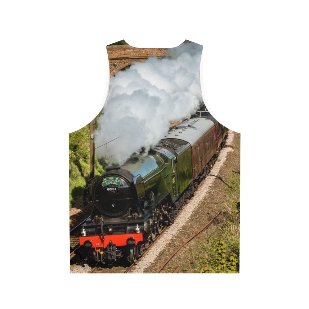 Man wearing The Classic Flying Scotsman Unisex Tank Top - Back