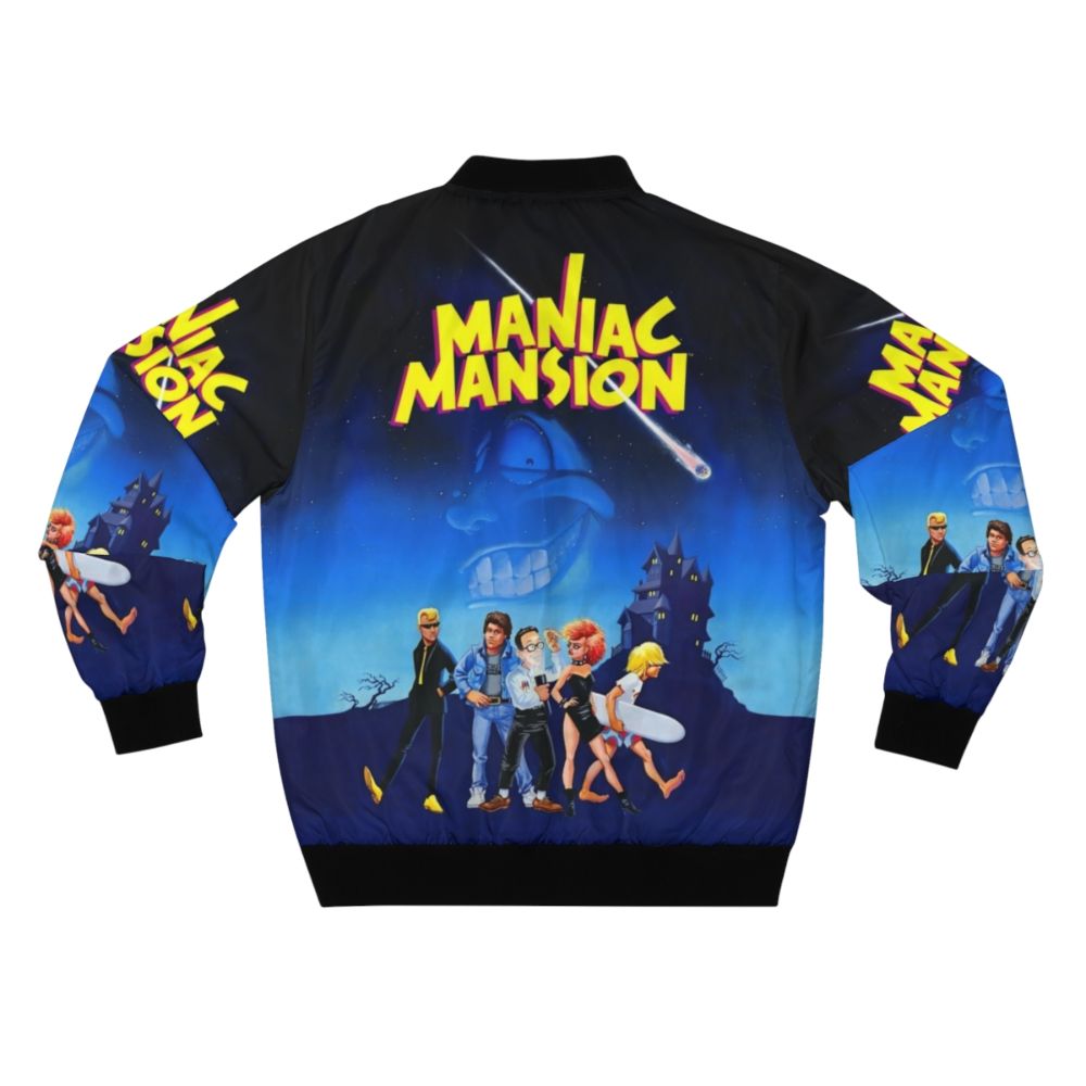 Retro gaming bomber jacket featuring the Maniac Mansion and Day of the Tentacle logos - Back