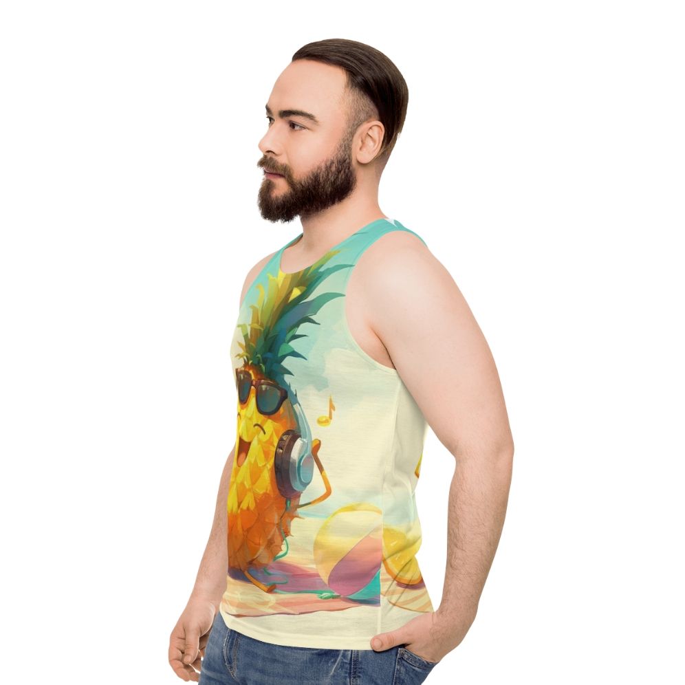 Pineapple tank top with headphones design - men side