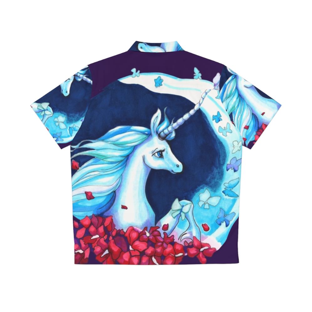 Moonlight The Last Unicorn Hawaiian Shirt with Romantic Floral Design - Back