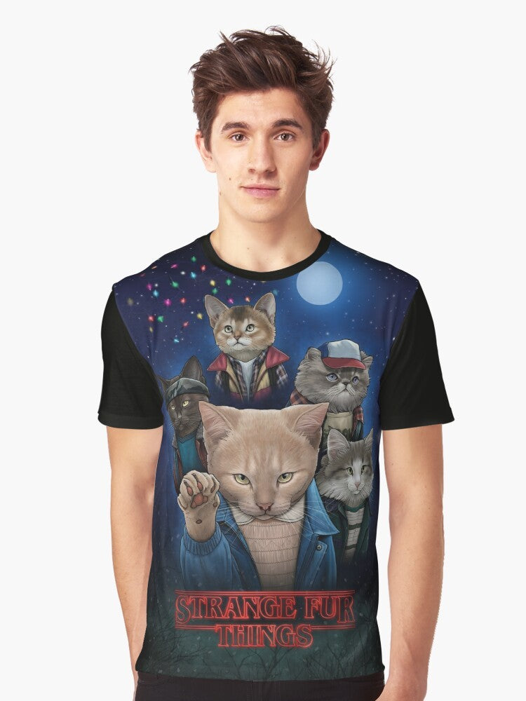 Upside down cat graphic design on a t-shirt for strange cat lovers - Men