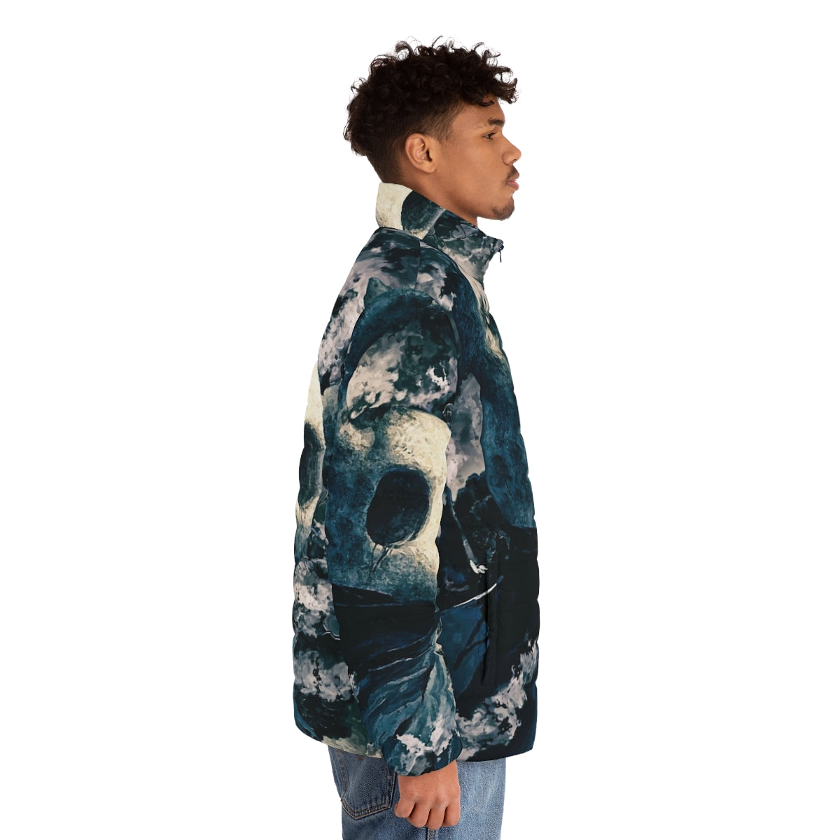 Hollow Knight themed puffer jacket with character design - men side right