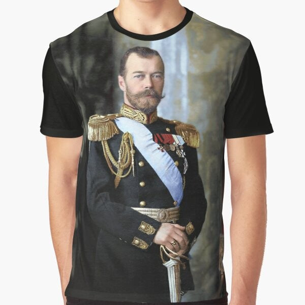 Graphic t-shirt featuring a portrait of Tsar Nicholas II of Russia