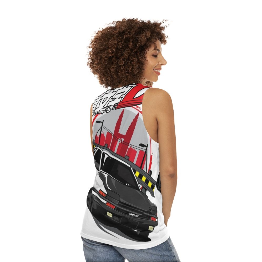 Initial D Unisex Racing Car Graphic Tank Top - women back