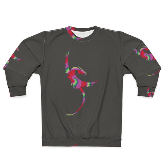 Colorful dragon and legendary animal design on a cozy sweatshirt