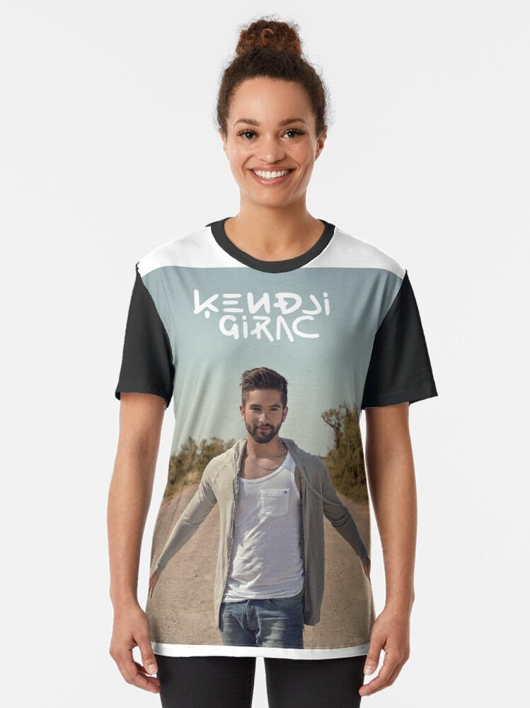 Kendji Girac, a French singer of Gitano origin, featured on a graphic t-shirt design. - Women