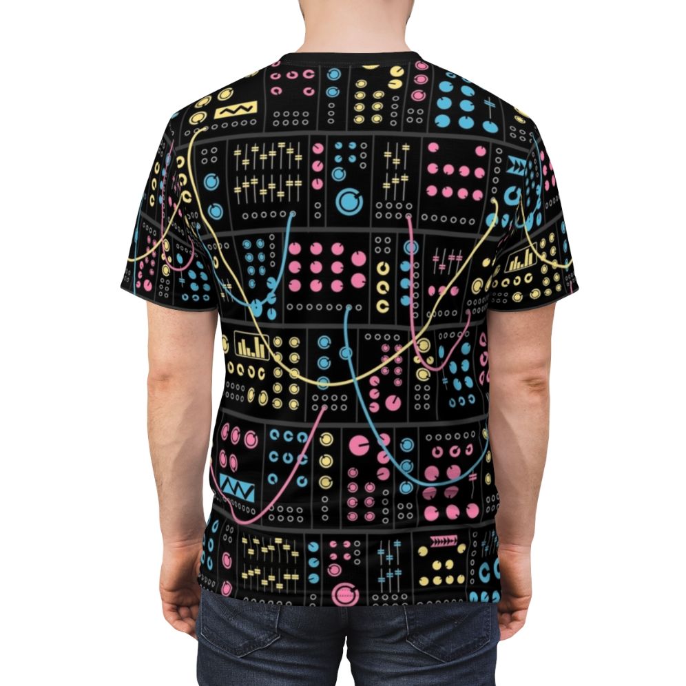 Modular synthesizer t-shirt for electronic music producers and synth lovers - men back