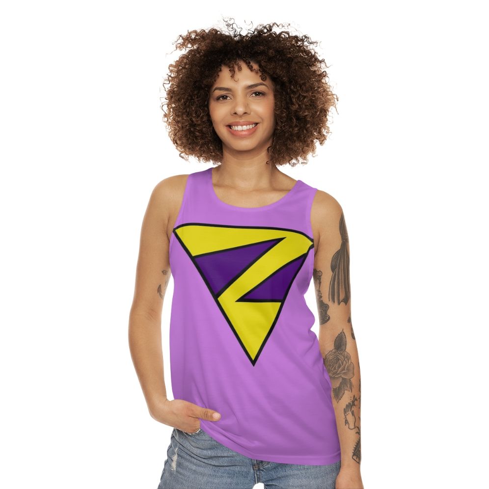 Unisex twin superhero comic book tank top - women