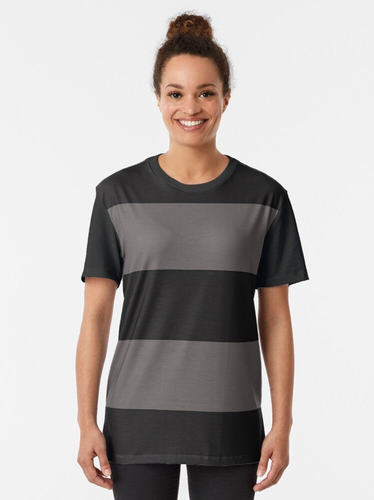 Minimalist black and grey striped graphic t-shirt - Women